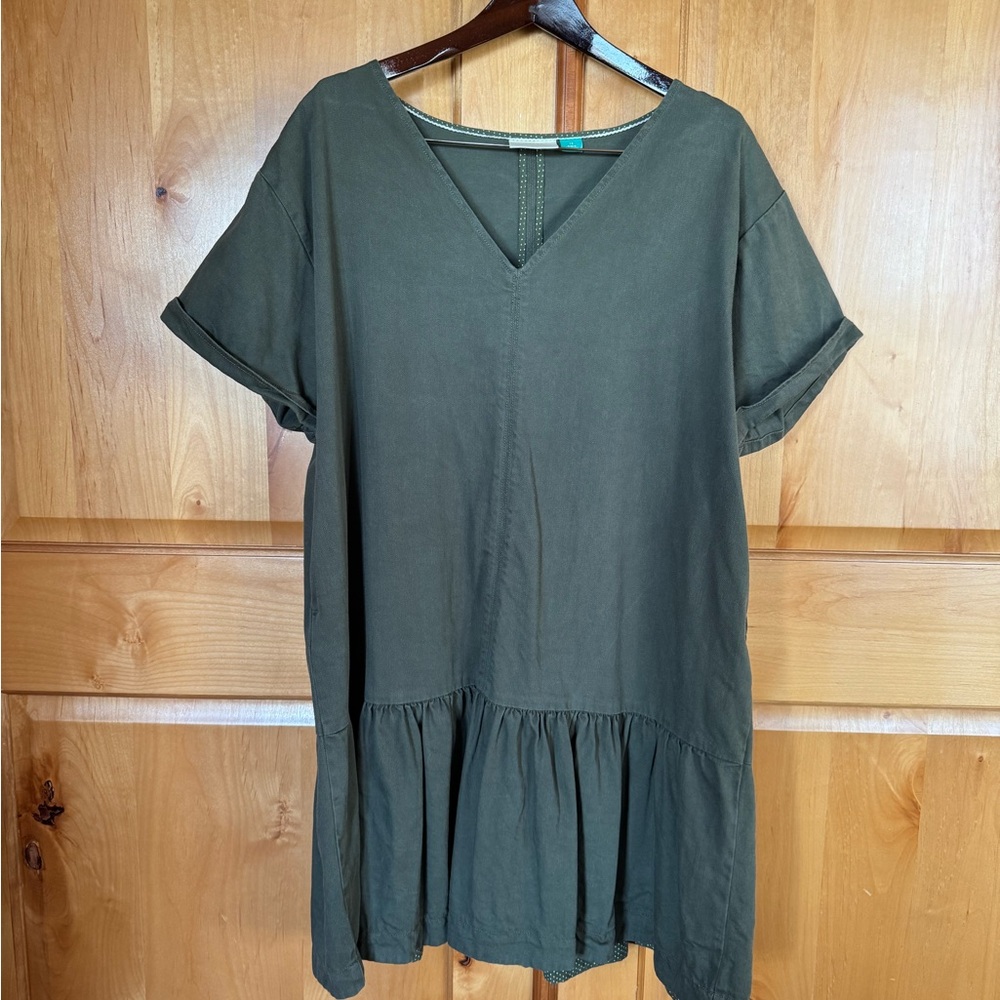Maeve Anthropologie Drop Waist V-Neck Dress. Ruffled Bottom. Size 1X NWOT